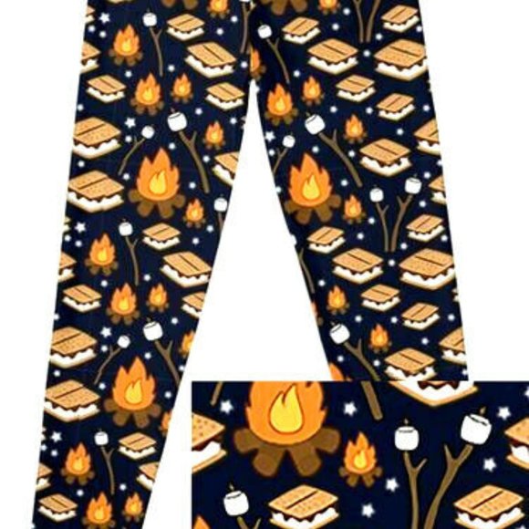 CHARLIES PROJECT Size 4 Campfire Smores Buttery Soft Leggings NWT Girl Scouts - Picture 1 of 4